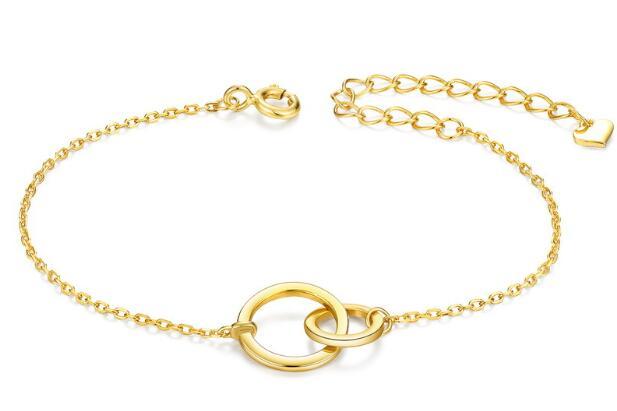 Gold plated interlocking circle charm cuff bangles in sterling silver wholesale 